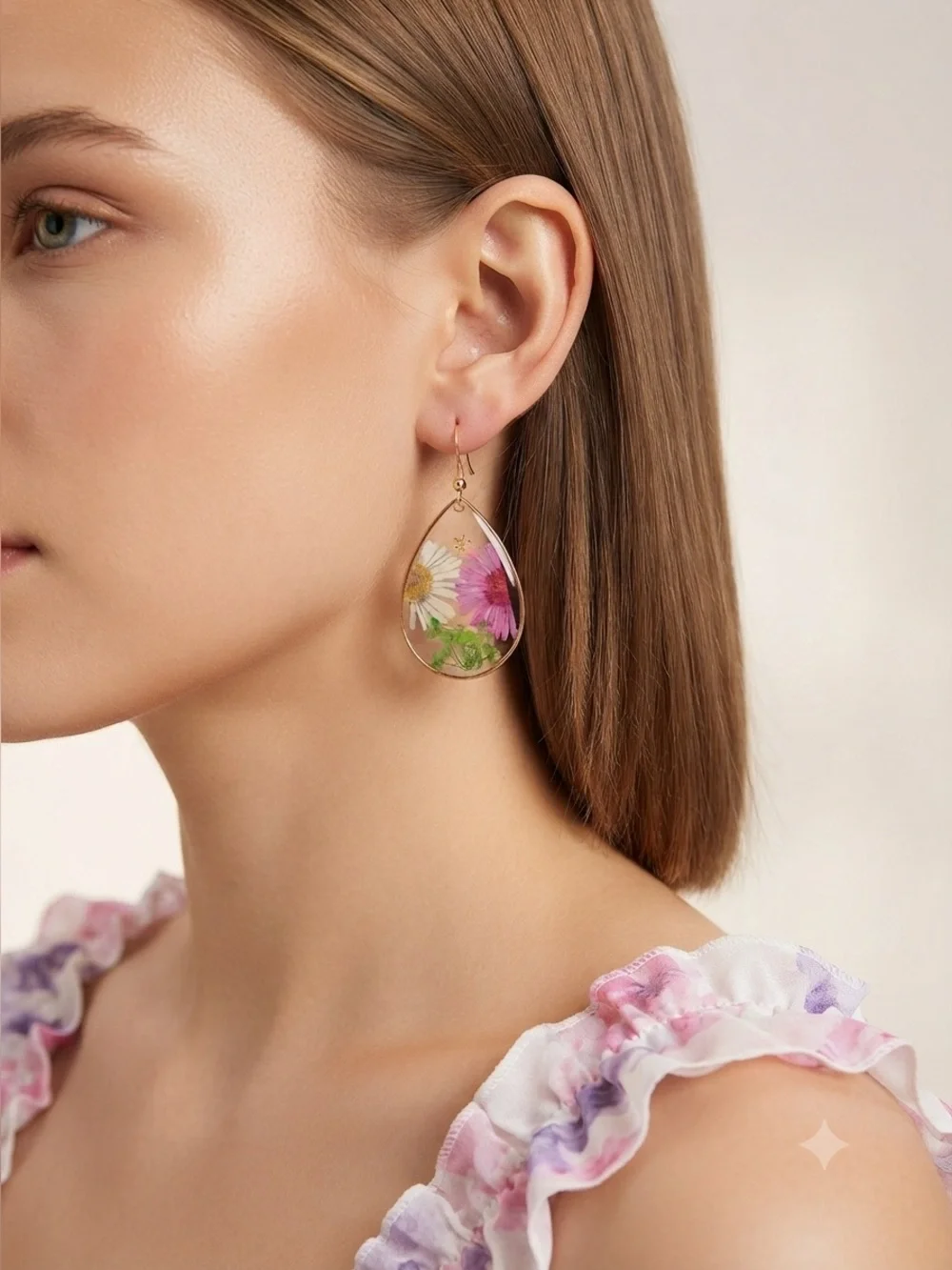 Pressed Flower Teardrop Earrings | Real Dried Flower Resin Dangles